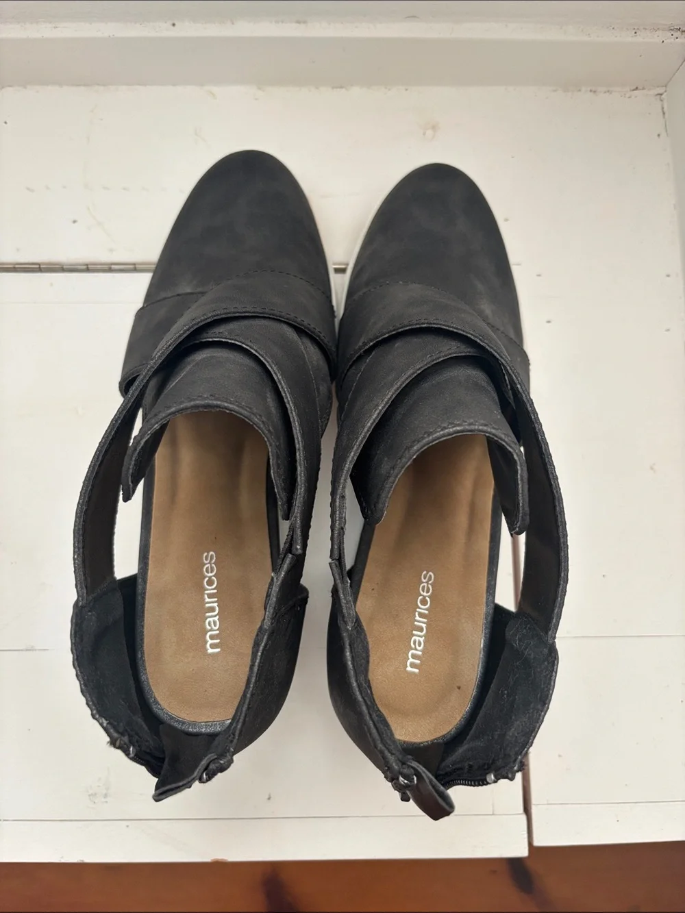 Maurices Black Crisscross Wedge Sneaker with White Sole